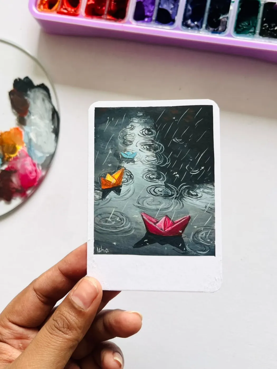 Paper boats after rain